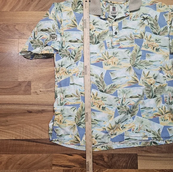 Tori Richard Honolulu Mens Polo Shirt Blue 2003 Tropical Floral Graphic Large - Picture 7 of 9